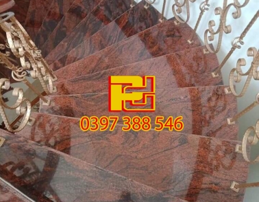CẦU THANG LÓT ĐÁ NÂU ĐỎ