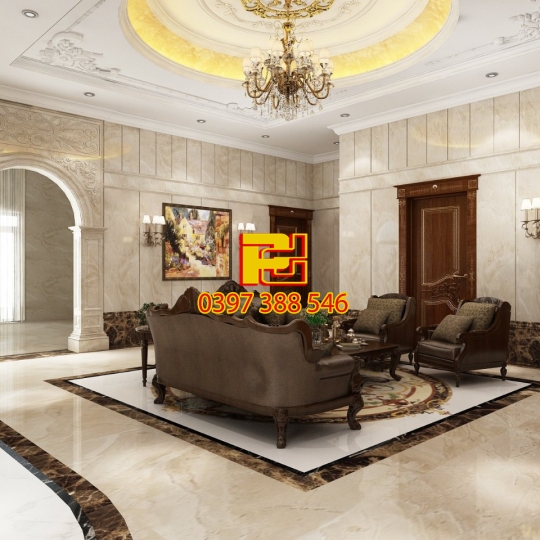 ỐP TƯỜNG ĐÁ HOA CƯƠNG PHÒNG KHÁCH 